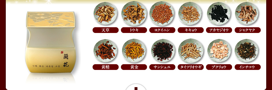 蘭花(らんか)韓方クリームは12種類の韓方成分を含んでいます。